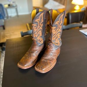 Men’s Justin Cognac Safari Elephant square toe boots Size 9D